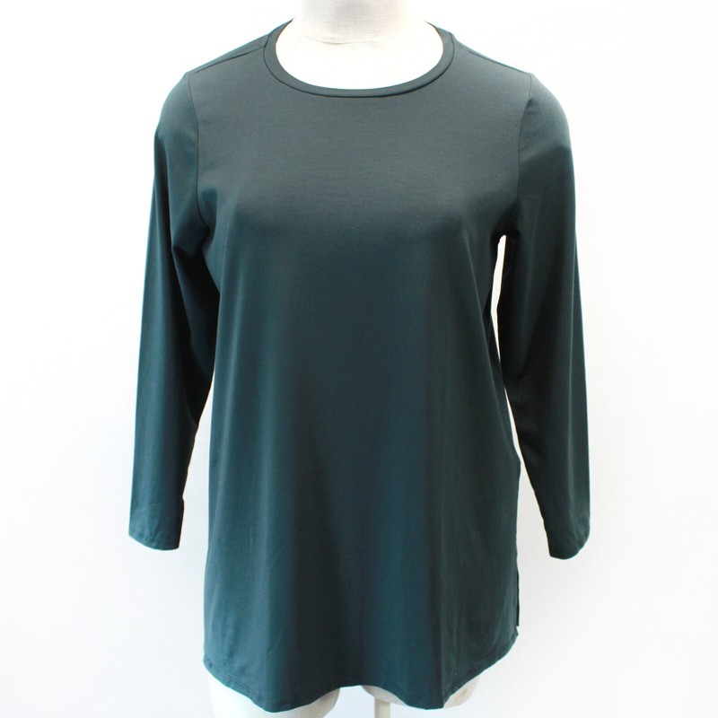 Eileen Fisher Plus Woodland Jersey Crew Neck Long Sleeve Tee Top Blouse 1X