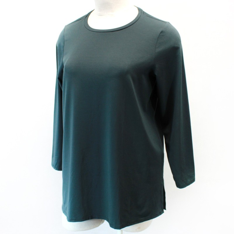 Eileen Fisher Plus Woodland Jersey Crew Neck Long Sleeve Tee Top Blouse 1X