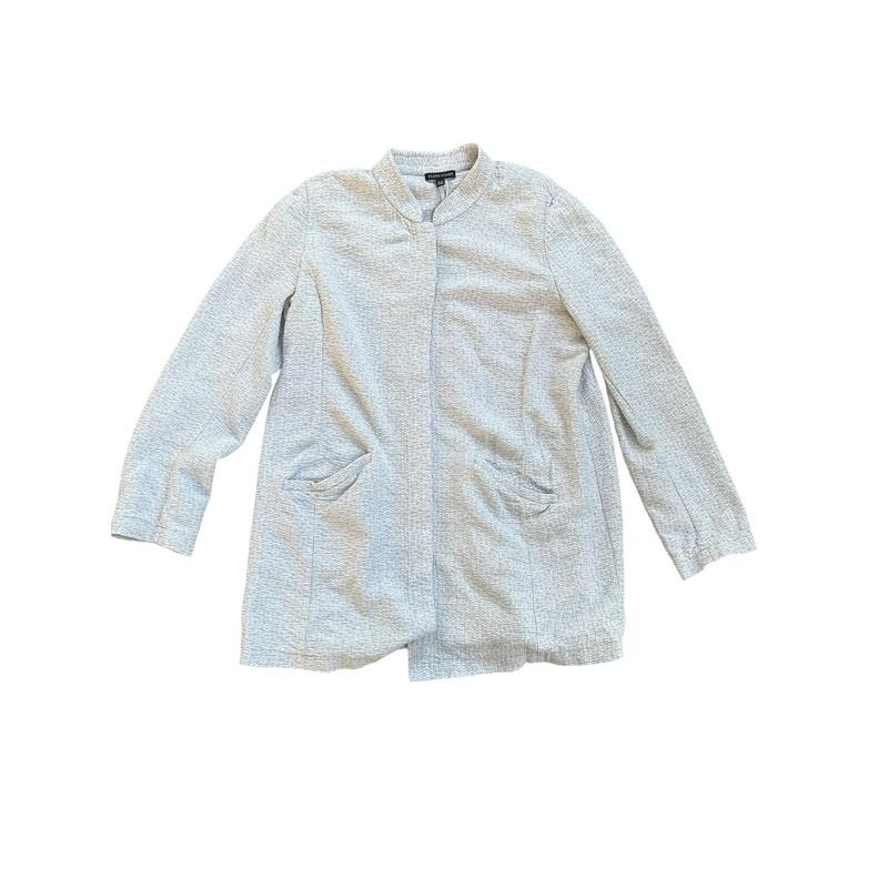 Eileen Fisher Textural Cotton Tencel Stretch Stand Collar Jacket Size L/G