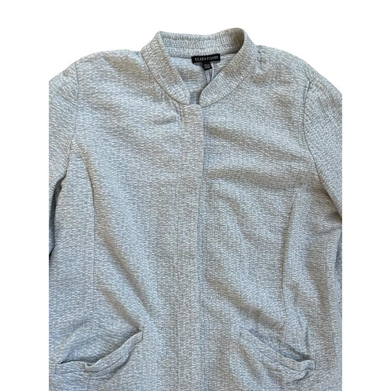 Eileen Fisher Textural Cotton Tencel Stretch Stand Collar Jacket Size L/G