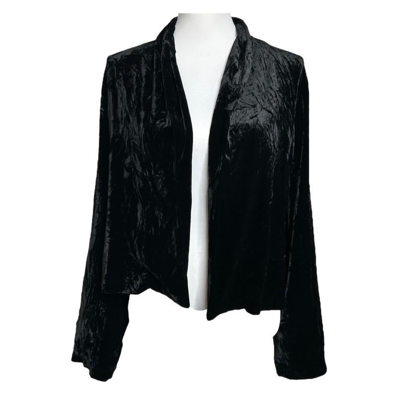 Eileen Fisher Velvet Jacket L Black Silk Blend Open Wichy Goth Top
