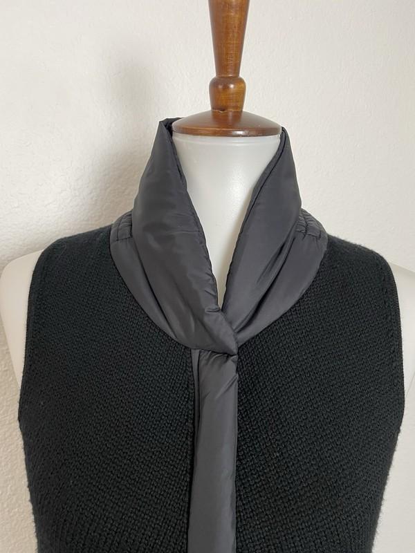 Eileen Fisher Vest Women Sz SP Zip Front Stretch Knit High Neck Wool Nylon Black