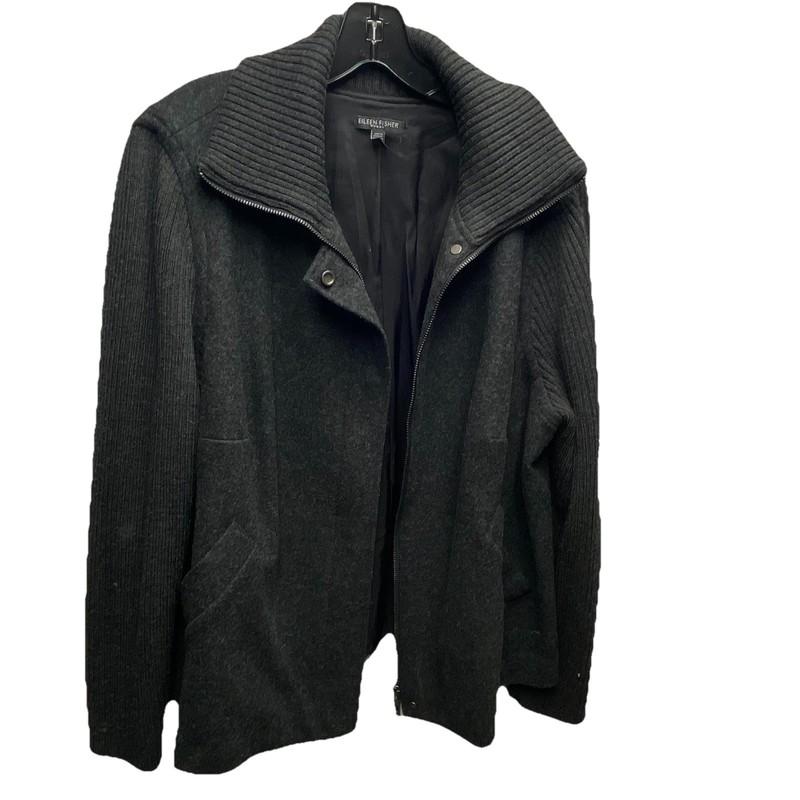 Eileen Fisher Women’s Plus 2X Merino Wool Blend Jacket With Ribbed