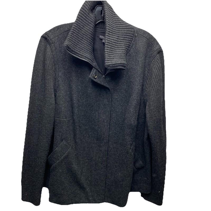 Eileen Fisher Women’s Plus 2X Merino Wool Blend Jacket with Ribbed