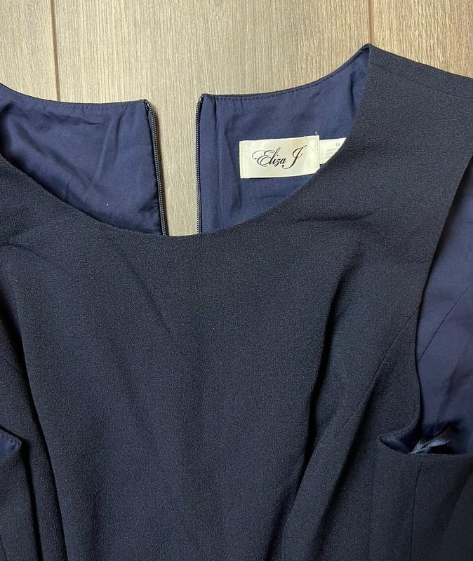 Eliza J Crepe Navy Blue Tie Front Jumpsuit - New ~ 14 - FLAWED*