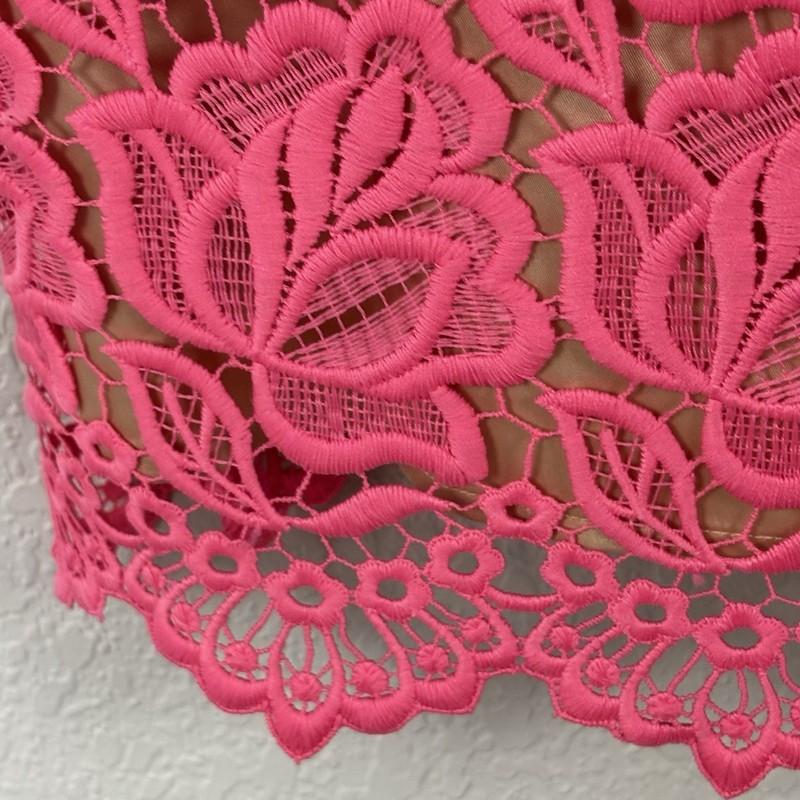 Eliza J Sheath Dress Lace Overlay 3/4 Sleeve Feminine Pink Size 8