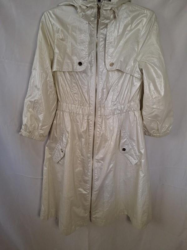 ELIZA J Women's White Hooded Raincoat Fully Lined Size XS (1460)