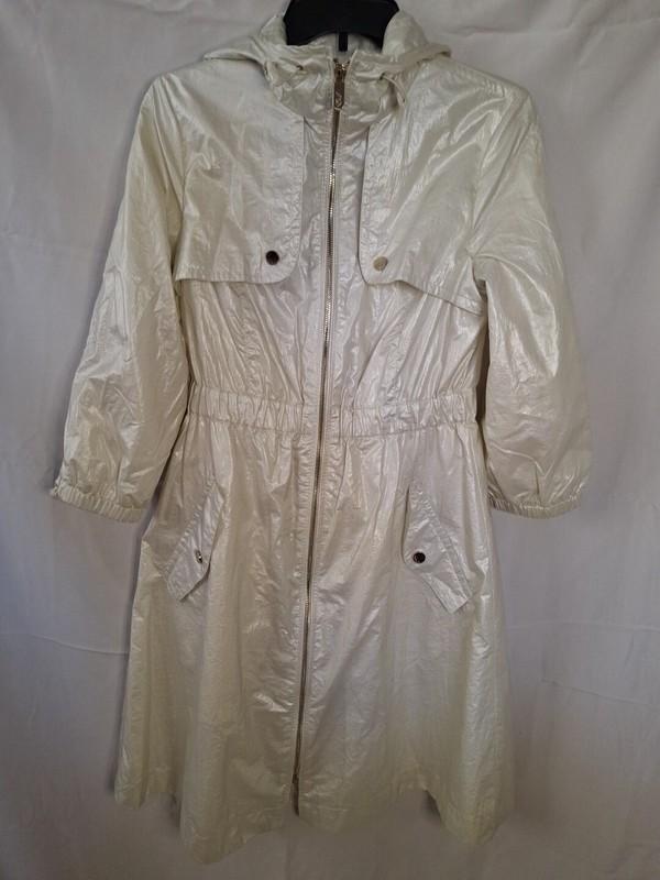 ELIZA J Women's White Hooded Raincoat Fully Lined Size XS (1460)