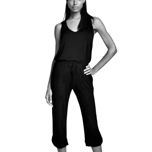 ELLA MOSS M Knot Racerback Modal Slouch Drawstring Cuffed Jumpsuit MSRP$229