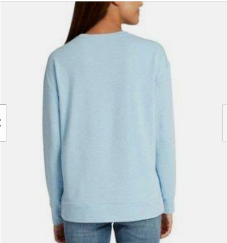 Ellen Tracy Women's Let It Snow Long Sleeve TOP (LIGHT BLUE LARGE)NWT
