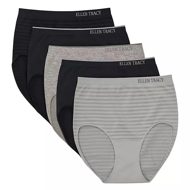 ELLEN TRACY Women’s Sz XL (8) 41”-42” Hip 5 Pk SEAMLESS BRIEF Full Coverage NEW