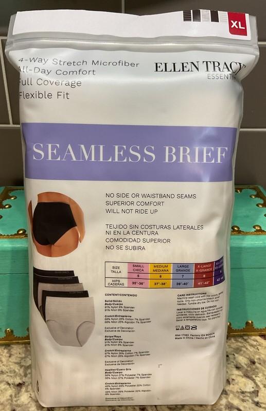 ELLEN TRACY Women’s Sz XL (8) 41”-42” Hip 5 Pk SEAMLESS BRIEF Full Coverage NEW