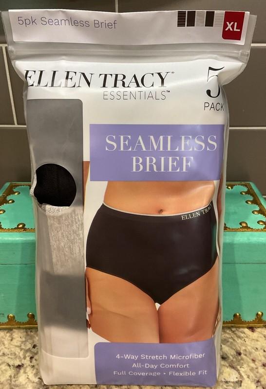 ELLEN TRACY Women’s Sz XL (8) 41”-42” Hip 5 Pk SEAMLESS BRIEF Full Coverage NEW