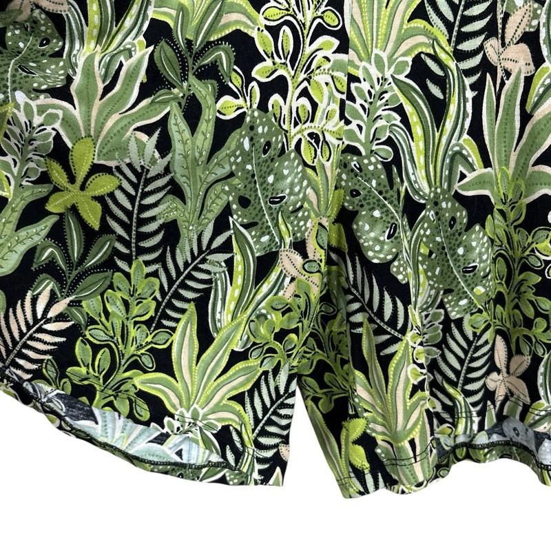 Ellos Tropical Succulent Leaf Print Faux Wrap Romper Lime Green Black Size 14/16