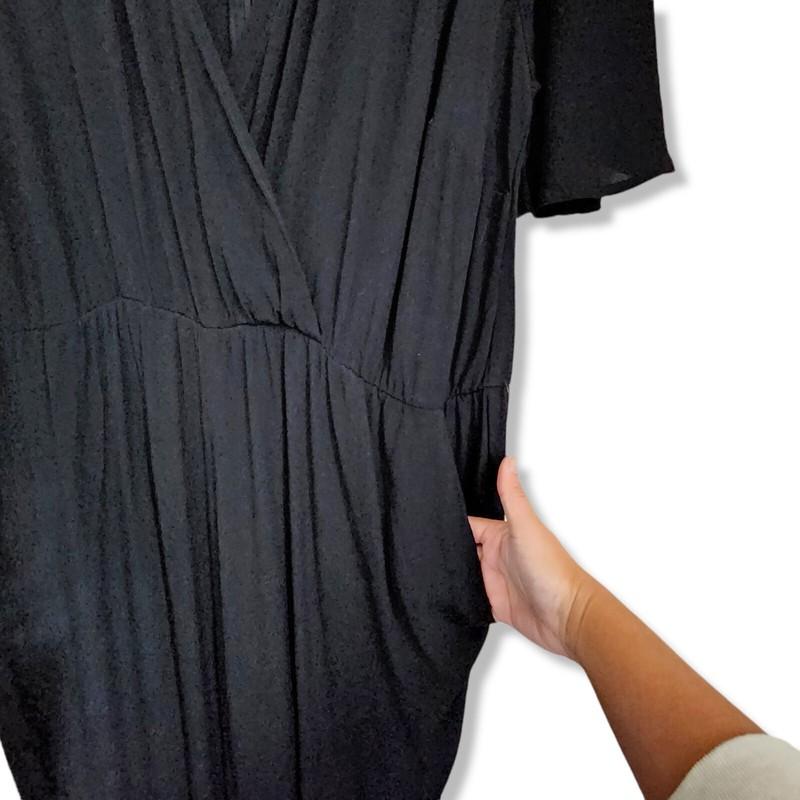 ELOQUII Black Jumpsuit Size 18 Short Sleeve Plunge Neck Zipped Back