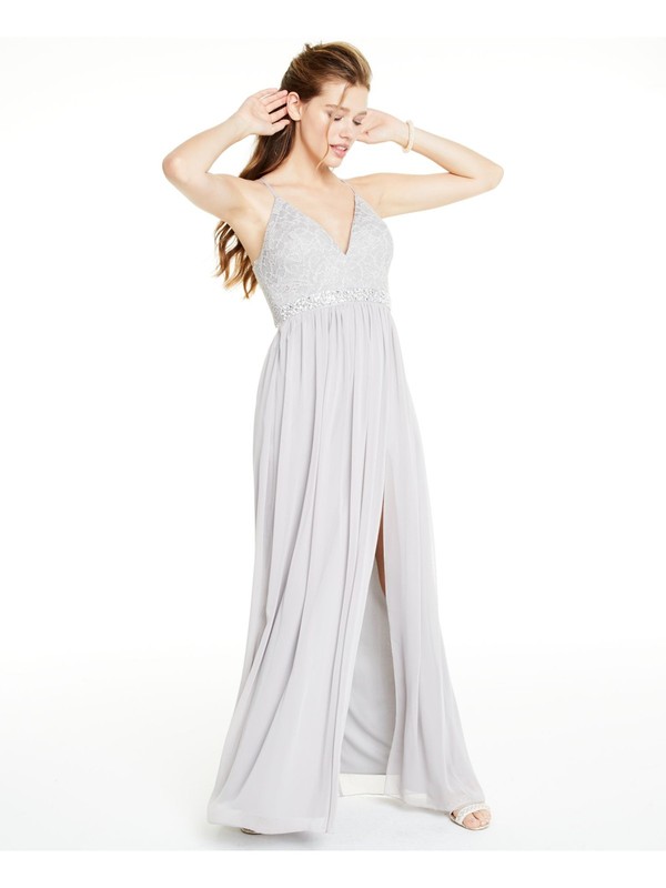 EMERALD SUNDAE Womens Spaghetti Strap V Neck Full-Length Formal Mermaid Dress