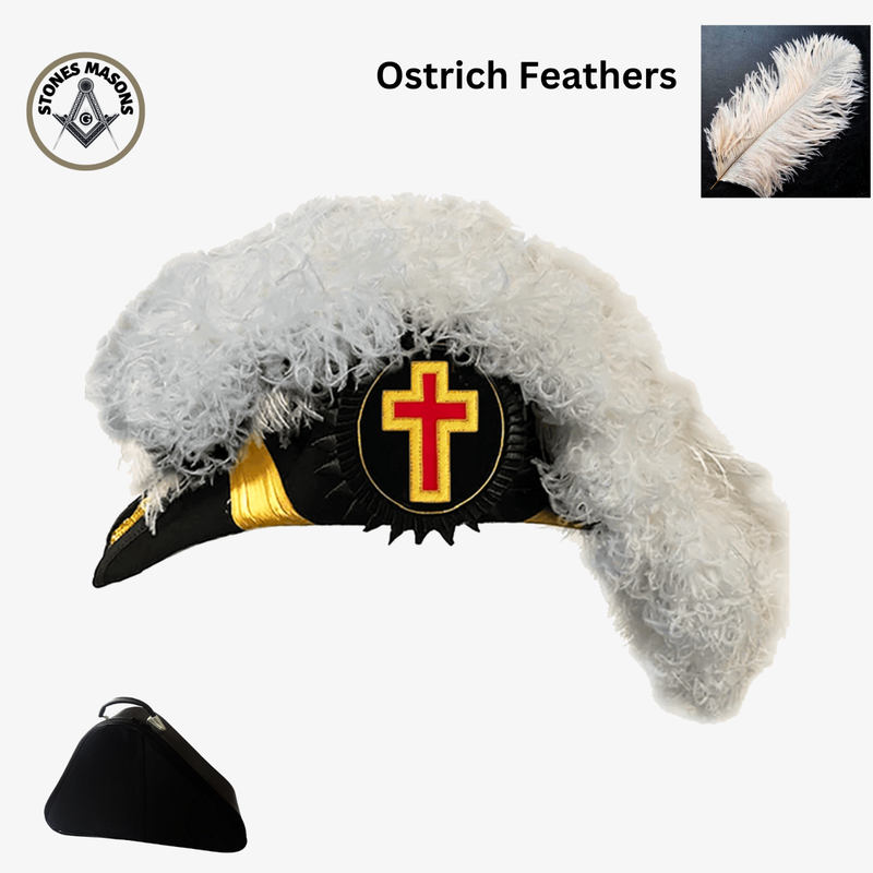 Eminent Knight Templar Commander Chapeau White with Under Layer Black Feathers