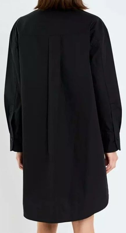 English Factory Shirt Dress Women’s Large Black Collared Button Front Preppy
