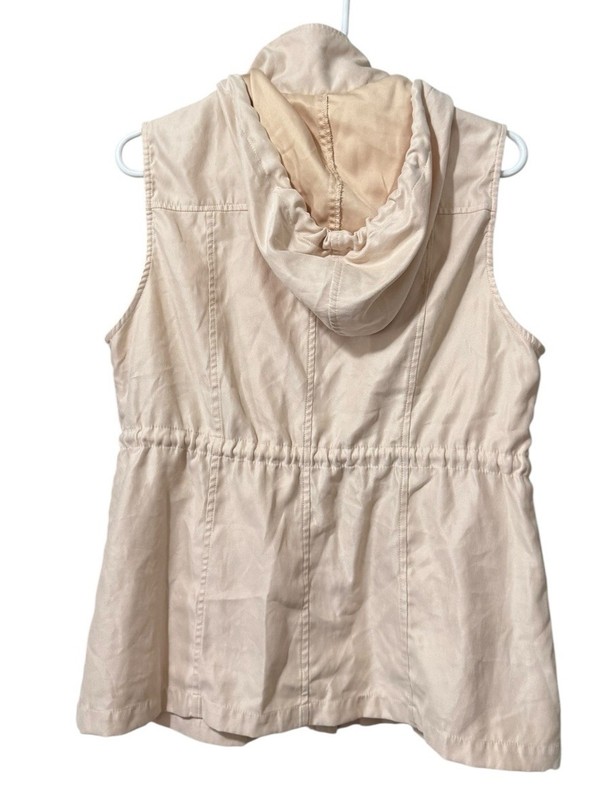 Entro Utility Vest Women Size Medium Hooded Sleeveless Jacket Pocket Preppy City