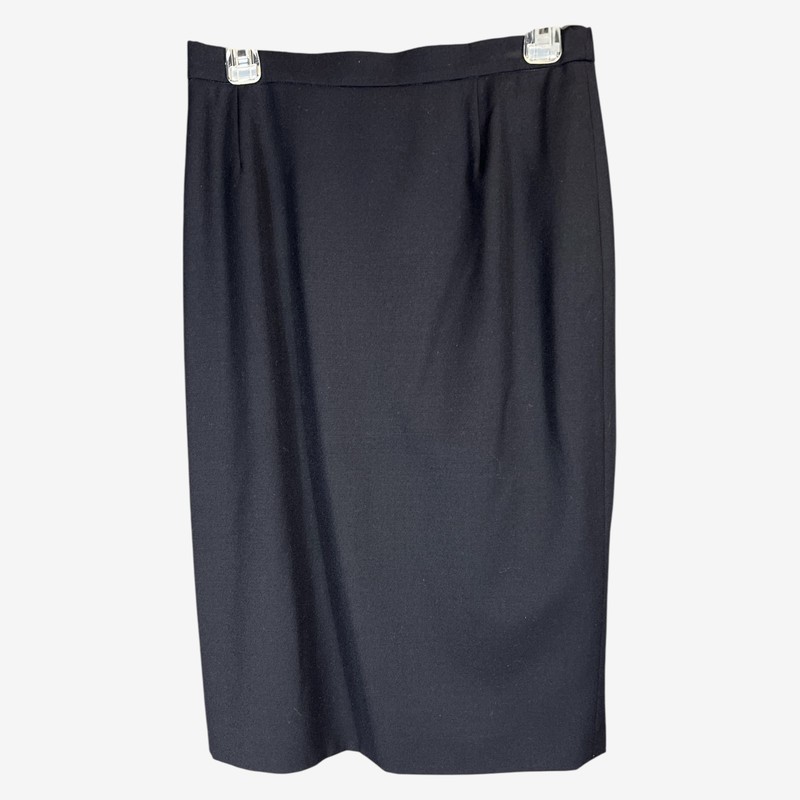 Escada Black Wool Blazer Jacket + Skirt Tassels Trim Size 38