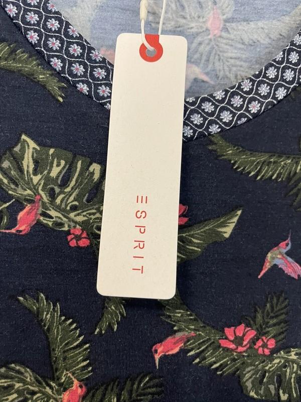 Esprit Shift Dress Womens Large Mini Floral Parrot Print Blue Tunic N167