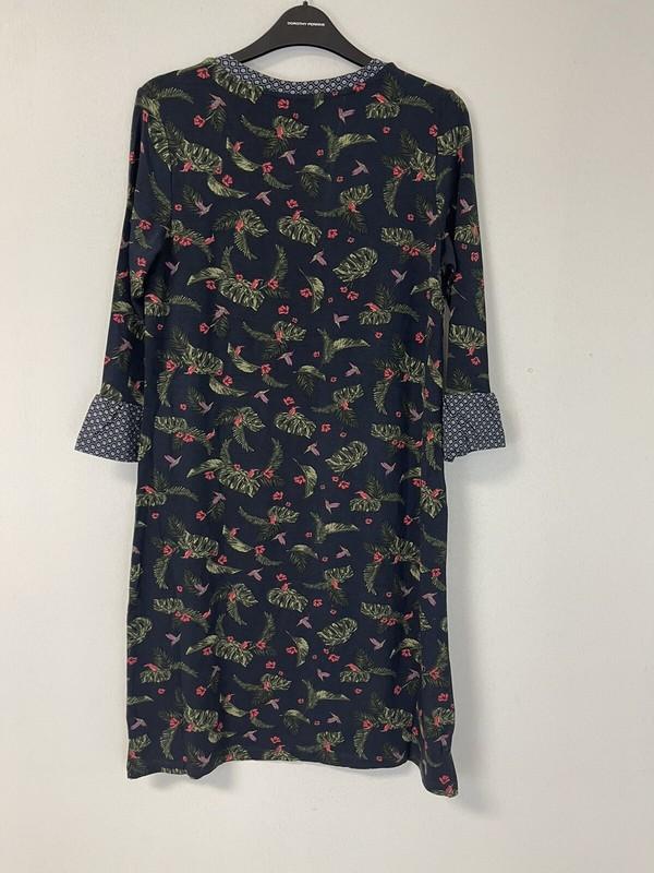 Esprit Shift Dress Womens Large Mini Floral Parrot Print Blue Tunic N167