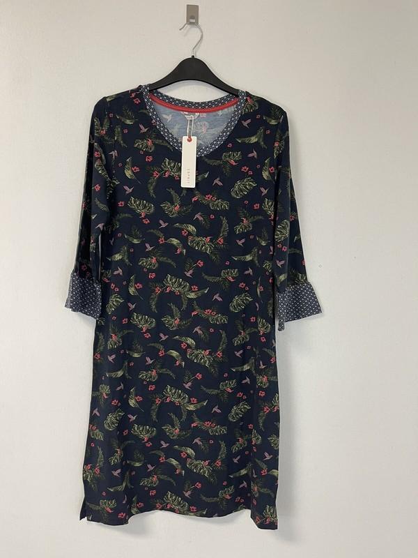 Esprit Shift Dress Womens Large Mini Floral Parrot Print Blue Tunic N167