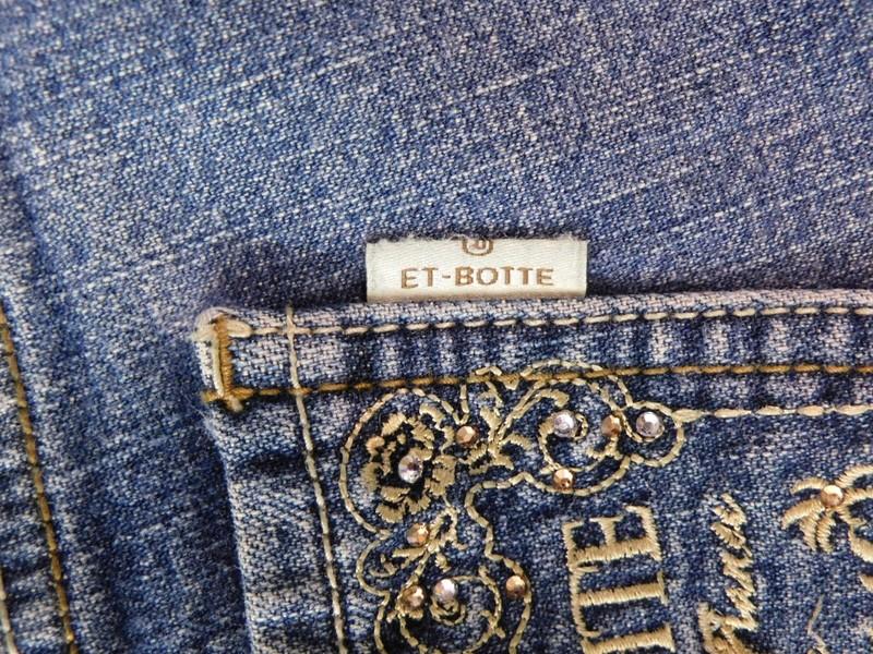 ET BOITE Jeans Low Rise Size M Waist 28" Embellished Embroidered Pockets