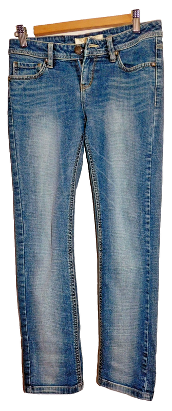 ET BOITE Jeans Low Rise Size M Waist 28" Embellished Embroidered Pockets