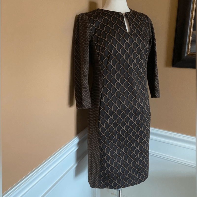 Etcetera Rivington Sheath Dress 6 Brown $275 VGUC Flattering Office To Dinner