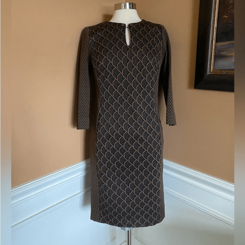 Etcetera Rivington Sheath Dress 6 Brown $275 VGUC Flattering Office To Dinner