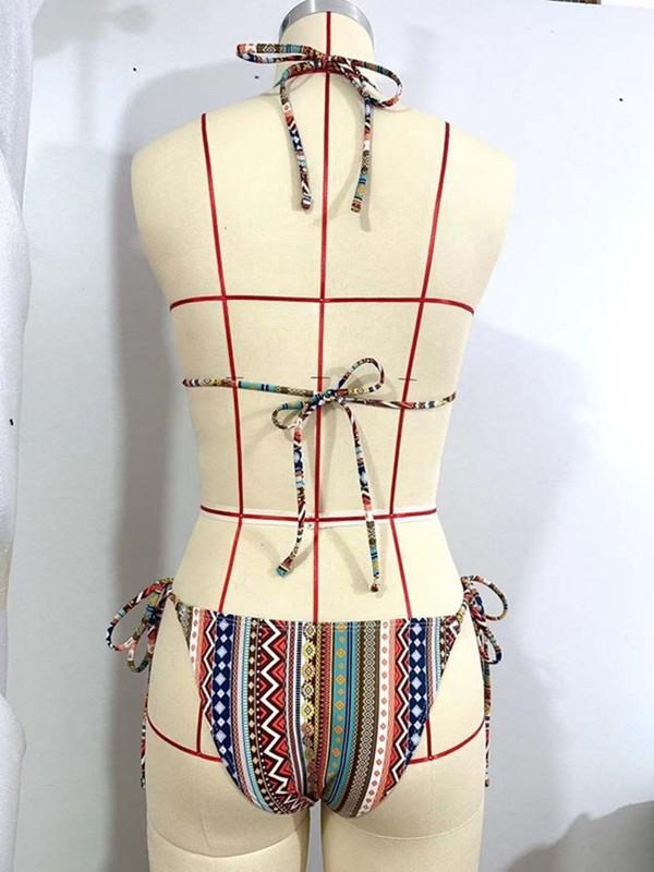 European And American Bikini Gathering Swimsuit Printed Bikini Swimsuit