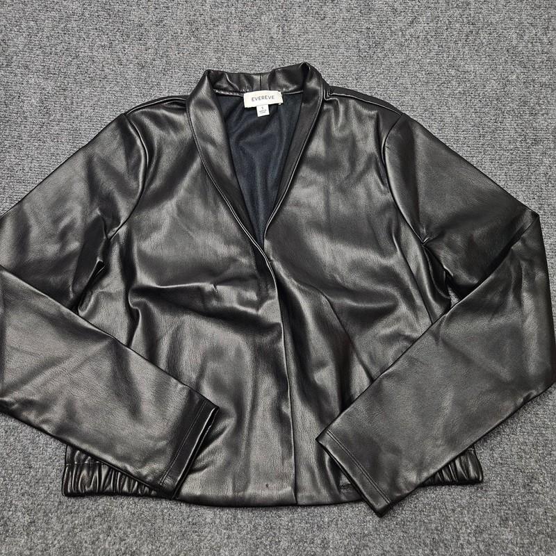 Evereve Vegan Leather Jacket Small Black Moto Minimalist Biker Street City Faux