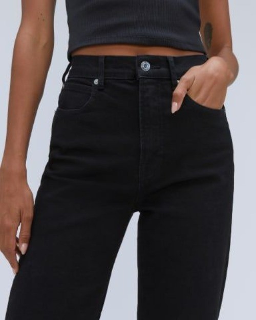 Everlane The Way-High Jean Raw Hem Stretch Coal Black Size 25