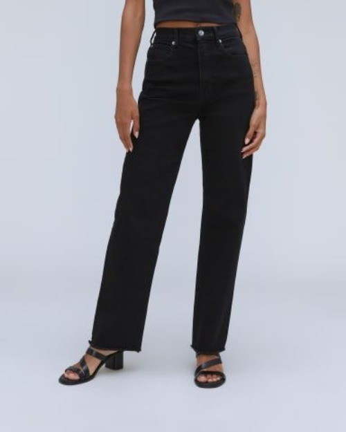 Everlane The Way-High Jean Raw Hem Stretch Coal Black Size 25