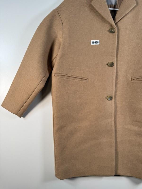 Everlane Womens Button Up The Cocoon Wool Blend Pea Coat Beige Sz 00 21x34