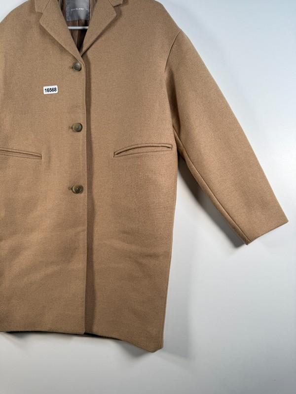 Everlane Womens Button Up The Cocoon Wool Blend Pea Coat Beige Sz 00 21x34