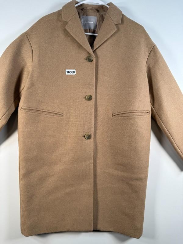 Everlane Womens Button Up The Cocoon Wool Blend Pea Coat Beige Sz 00 21x34