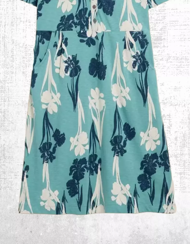 Ex White Stuff Women’s Jersey Cotton Dress In Teal Multi Temy
