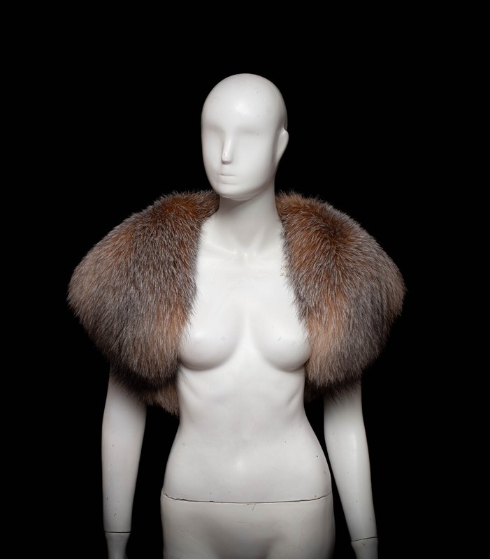Exclusive Rare Gold Crystal Frost Fox Fur Handmade Bolero Shrug Jacket