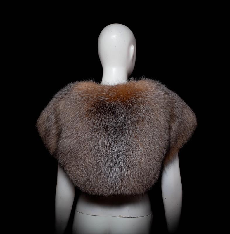 Exclusive Rare Gold Crystal Frost Fox Fur Handmade Bolero Shrug Jacket