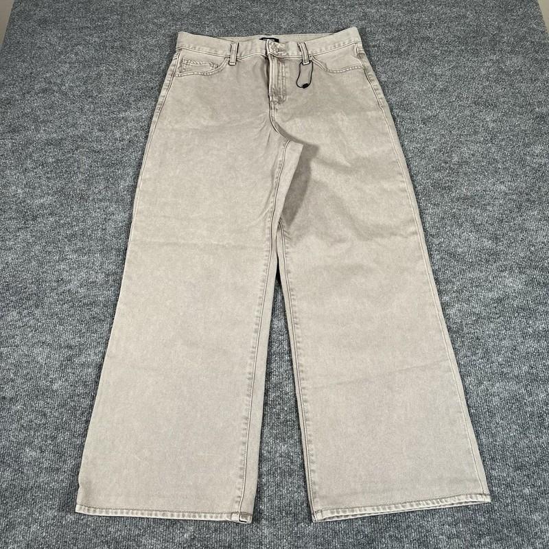 Express Jean Womens Size 8R Taupe Denim Wide Leg High Rise Crop Baggy Skater