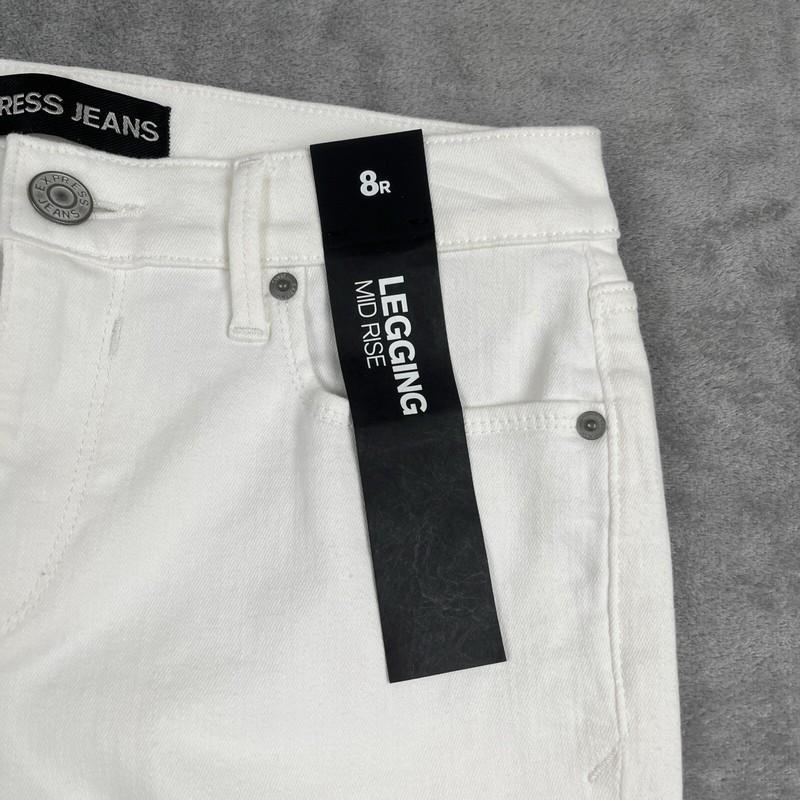 Express Jeans Women's White Denim Legging Mid Rise Pants Size 8R NWT