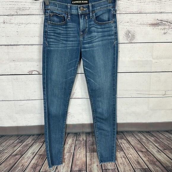 Express Jeans Womens 0 Blue Midrise Skinny Ankle Legging Stretch Casual