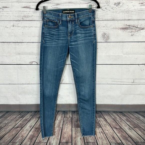 Express Jeans Womens 0 Blue Midrise Skinny Ankle Legging Stretch Casual