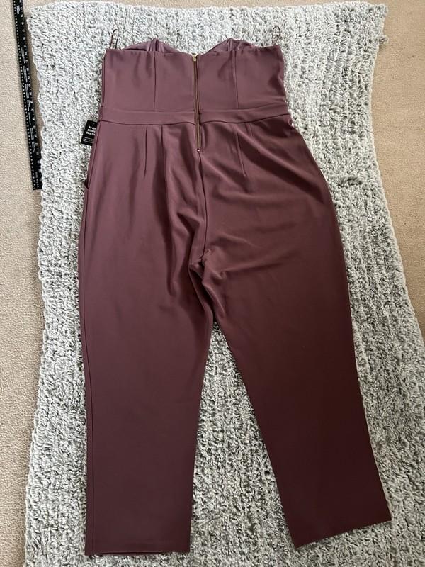 Express Strapless Jumpsuit Plum Purple Sweetheart Neckline Ankle Size 18 NWT