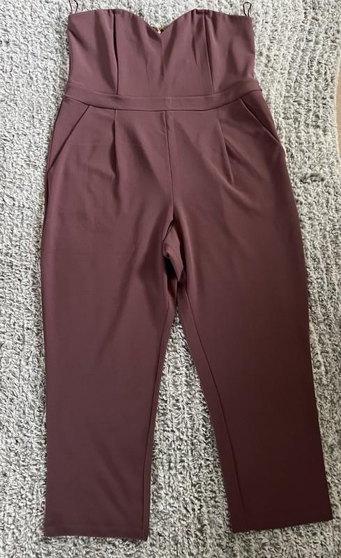 Express Strapless Jumpsuit Plum Purple Sweetheart Neckline Ankle Size 18 NWT