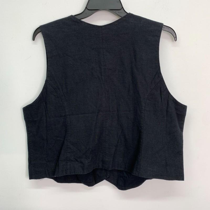 Express Women's Vest XXL Classic Fit V-Neck Button Up Linen Vest Black Size XXL