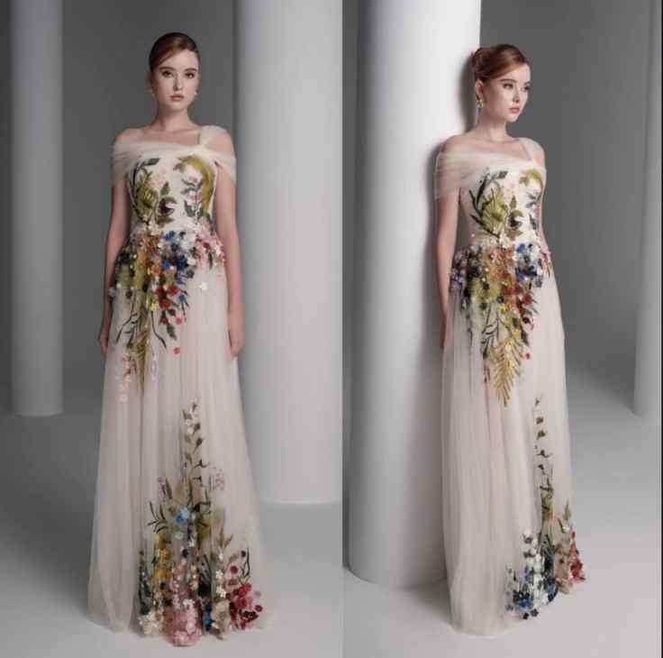 Exquisite Prom Dresses Tulle Cubic Floral Applique One-Shoulder A-line Long