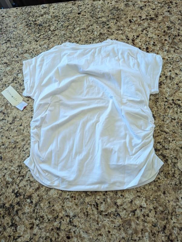 Eye Candy Women's Crew Neck Tee Shirt Ruched White Size 2X